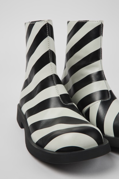 črno-beli Usnjeni Moški Gležnarji Mil 1978 Ekskluzivni Kamper