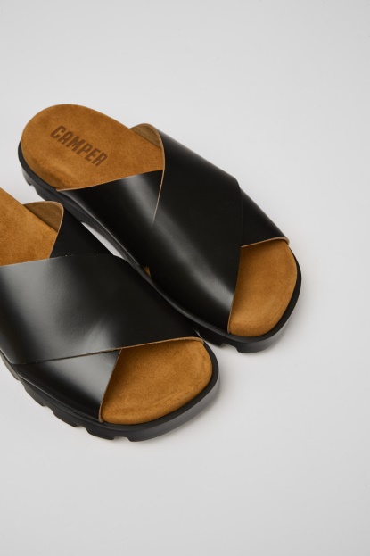 Design Brutus Sandal črni Usnjeni Sandali Za ženske Avtodome